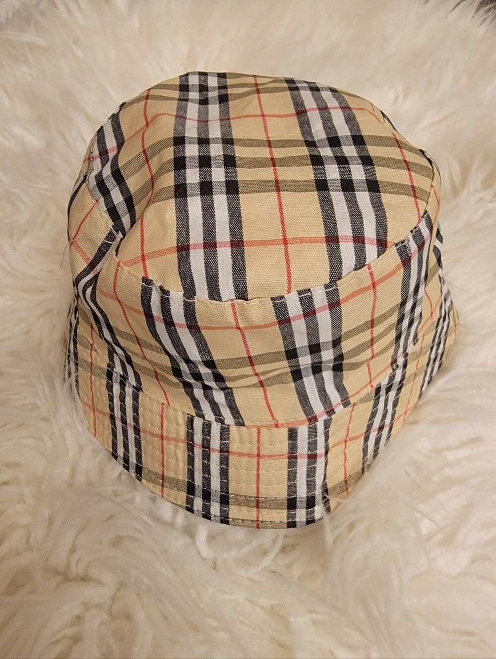 🆕️👷‍♀️Plaid Bucket Hat, Small (Kids) Tan/black/red/white